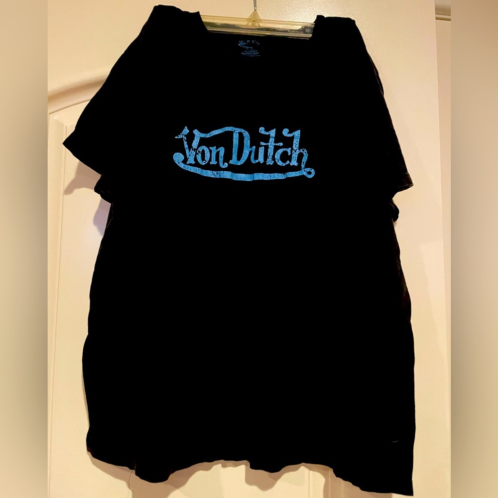 Von Dutch T shirt Black, Blue Writing size Large
